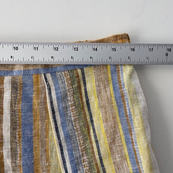 Drew Striped Linen-Blend Pants‎ Size L Wide Leg Bohemian Coastal Comfort Artsy - Picture 7 of 13